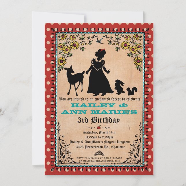 Invitation Princess Party (pour jumeaux ou 2 enfan (Devant)