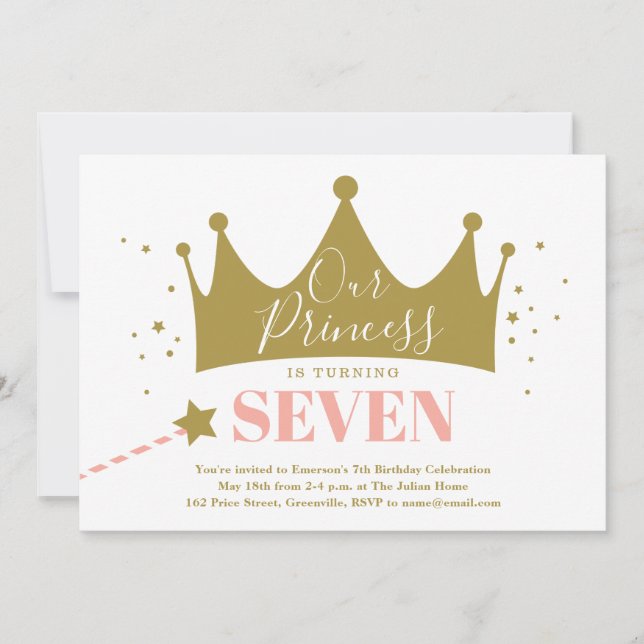 Invitation Princess Pink Anniversaire de enfant Party (Devant)