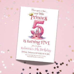 Invitation Princess Pink Castle Girl 5e anniversaire