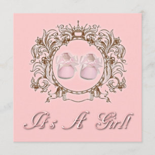 Invitation Princess Pink Chaussures fille Baby shower Invitat