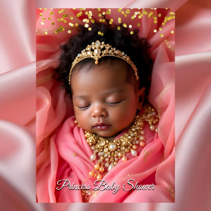 Invitation Princess Pink Gold Tiara Baby Girl Shower Ethnic
