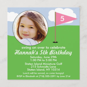 Invitation Princess Pink Hole in One Photo Mini Golf Party