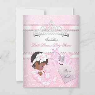 Invitation Princess Pretty Baby shower jolie fille Tiara Ethn