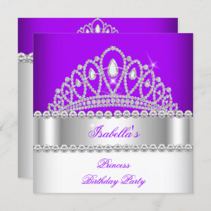 Invitation Princess Purple Diamond Tiara fête d'anniversaire