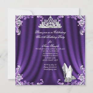 Invitation Princess Purple Silver High Heures Anniversaire fê
