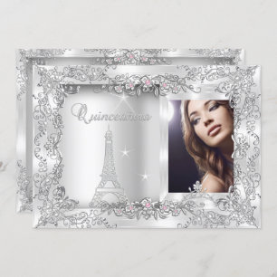 Invitation Princess Quinceanera Silver Photo Party