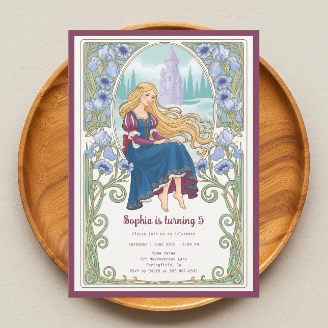 Invitation Princess Rapunzel Floral Art Nouveau Birthday (Créateur téléchargé)