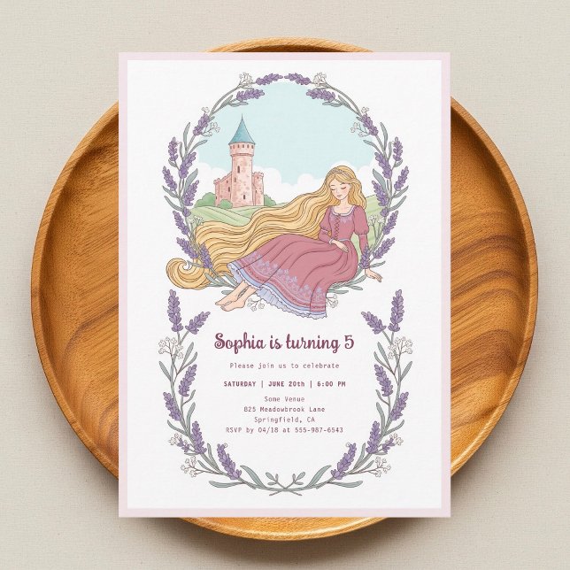 Invitation Princess Rapunzel Floral Lavender Anniversaire (Créateur téléchargé)