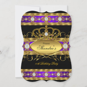Invitation Princess Royal Purple Gold Diamond Queen Crown
