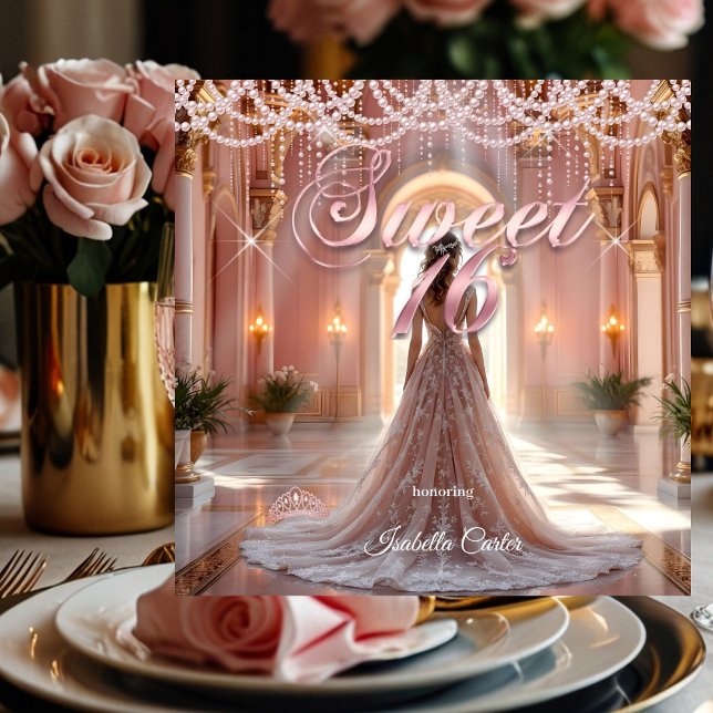 Invitation Princess Sweet 16 Anniversaire Fête rose (Créateur téléchargé)