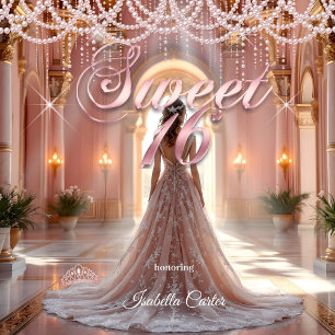 Invitation Princess Sweet 16 Anniversaire Fête rose