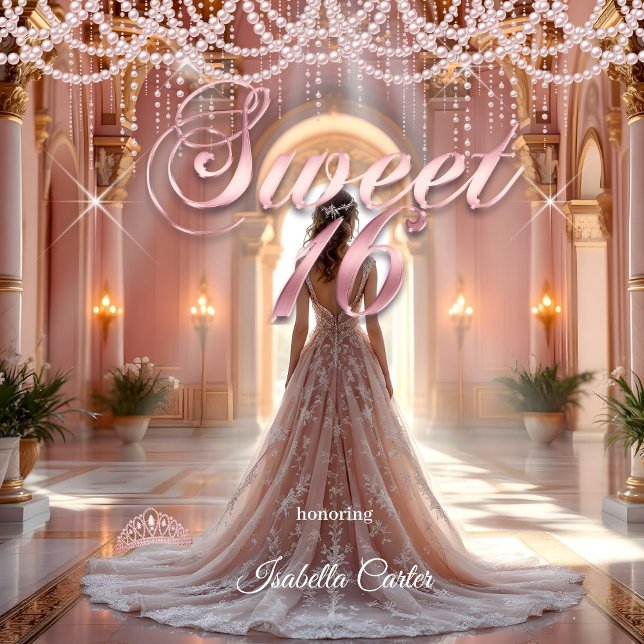 Invitation Princess Sweet 16 Anniversaire Fête rose (Créateur téléchargé)