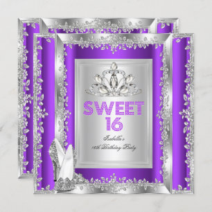 Invitation Princess Sweet 16 Chaussures d'argent violet