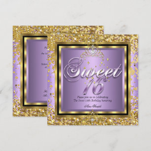 Invitation Princess Sweet 16 Gold Lilac Purple Party