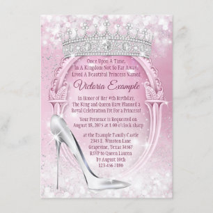 Invitation Princess Tiara Chaussure en verre Cendrillon Quinc
