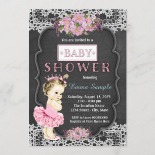Invitation Princess Tutu Chalkboard Baby Girl Douche