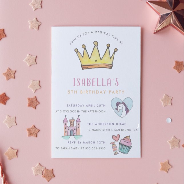 Invitation Princess Unicorn & Castle Fairytale Anniversaire (The Card Front Mock-up)