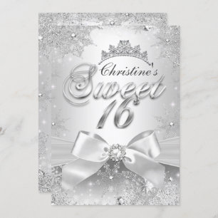 Invitation Princess Winter Wonderland Silver Sweet 16 Invitat