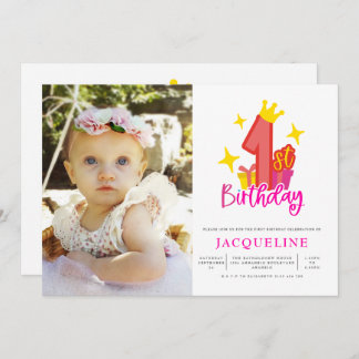 Invitation Princesse 1ère fête d'anniversaire