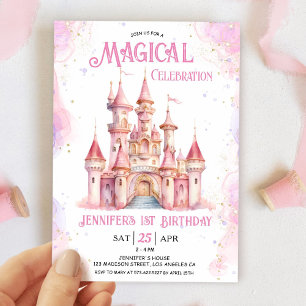 Invitation Princesse 1ère fête d'anniversaire Château royal