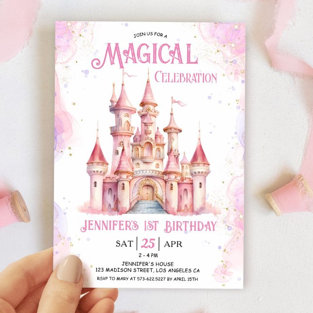 Invitation Princesse 1ère fête d'anniversaire Château royal (Créateur téléchargé)