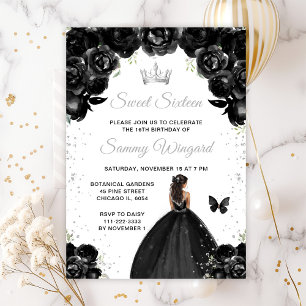 Invitation Princesse à la peau noire Sweet Sixteen