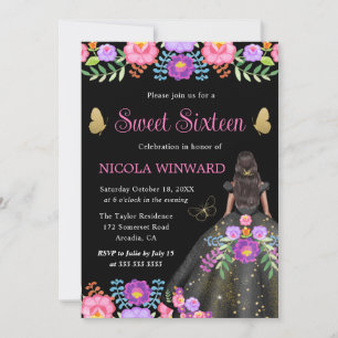 Invitation Princesse à peau foncée Robe mexicaine Sweet Sixte