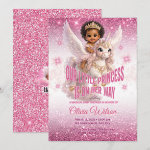 Invitation Princesse africaine sur licorne Fête de naissance