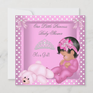 Invitation Princesse Afro-Américaine Baby Shower Fille Rose