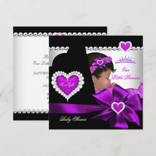 Invitation Princesse Afro-Américaine Baby Shower Fille Violet