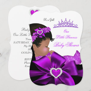 Invitation Princesse Afro-Américaine Baby Shower Fille Violet