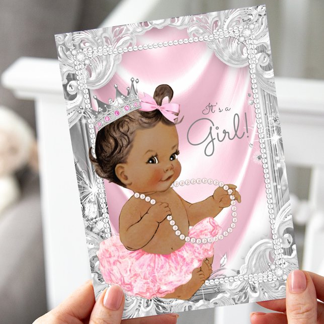 Invitation Princesse Afro-Américaine Fête de Naissance de Béb (Créateur téléchargé)