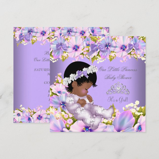 Invitation Princesse Afro-Américaine Fête de Naissance Fille  (Devant / Derrière)