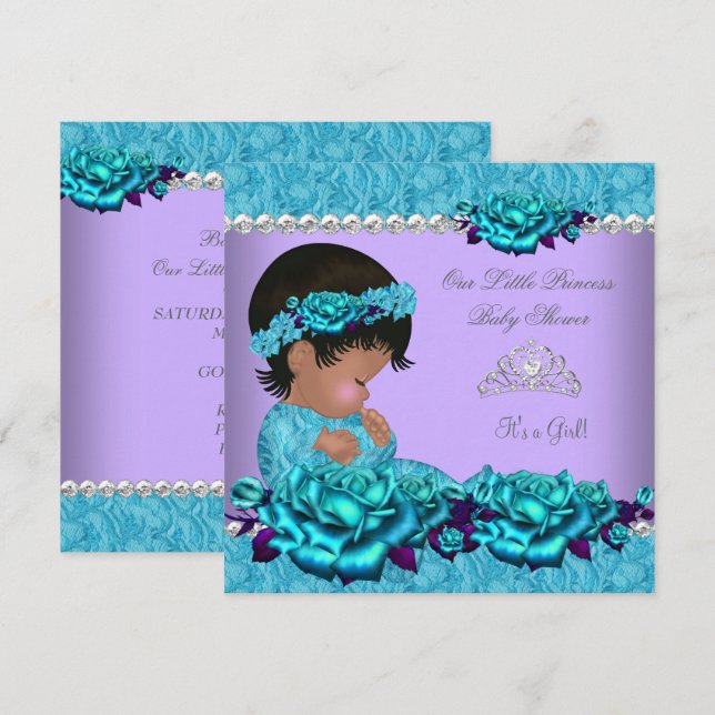Invitation Princesse Afro-Américaine Fête de Naissance Fille  (Devant / Derrière)