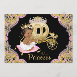 Invitation Princesse Afro-Américaine Fête de Naissance Rose N