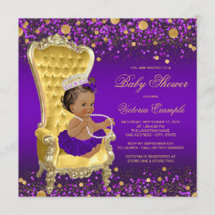 Invitation Princesse Afro-Américaine Fête de Naissance Violet