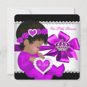 Invitation Princesse Afro-Américaine Fille Baby Shower Violet