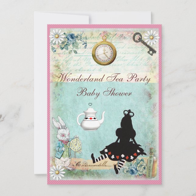 Invitation Princesse Alice au thé de baby shower du pays des (Devant)