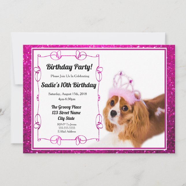 Invitation Princesse Anniversaire Cavalier King Charles Invit (Devant)