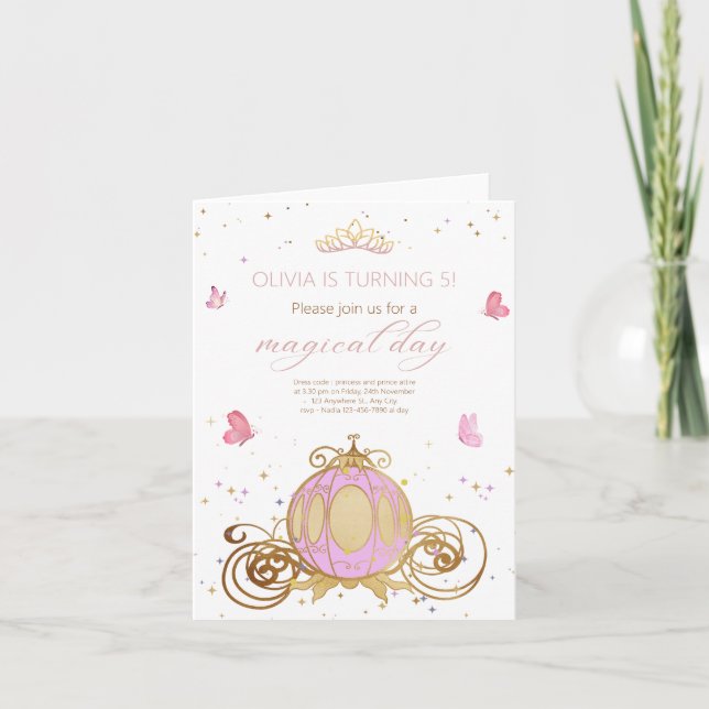 Invitation Princesse Anniversaire Jour magique Princesse Carr (Devant)