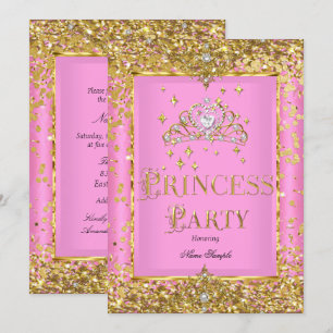 Invitation Princesse Anniversaire Pink Gold Tiara
