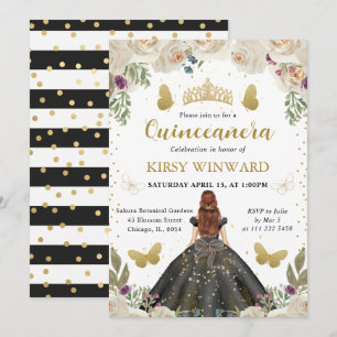 Invitation Princesse aux Cheveux Rouges en Robe Noire Quincea
