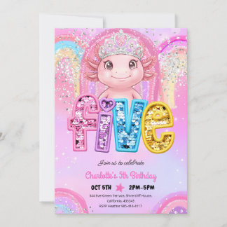 Invitation Princesse Axolotl 5e Anniversaire