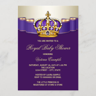 Invitation Princesse baby shower d'or de pourpre royal
