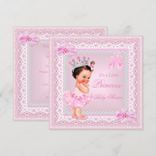 Invitation Princesse Baby shower fille rose Ballerina Brunett