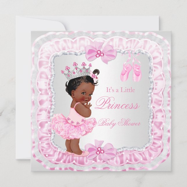 Invitation Princesse Baby shower fille rose Ballerina Ethniqu (Devant)