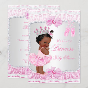 Invitation Princesse Baby Shower Fille Rose Ballerine Ethniqu