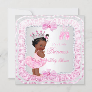 Invitation Princesse Baby Shower Fille Rose Ballerine Ethniqu