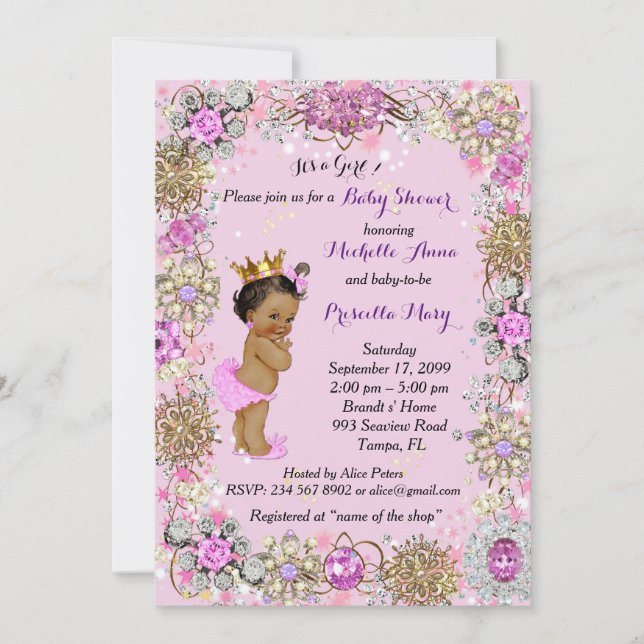 Invitation Princesse Baby shower Invitation, Petite Princesse (Devant)