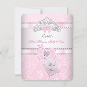 Invitation Princesse Baby shower jolie fille papillon Tiara
